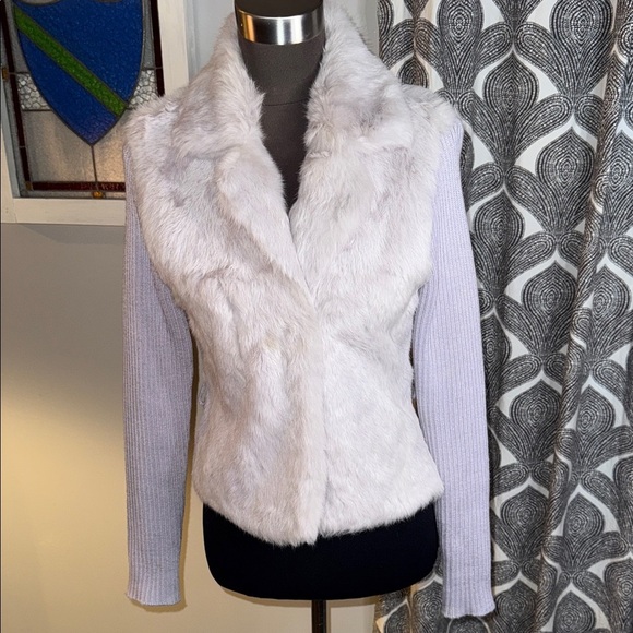 Frost Lavender Rabbit Fur Knit Jacket SZ Small - Picture 1 of 6